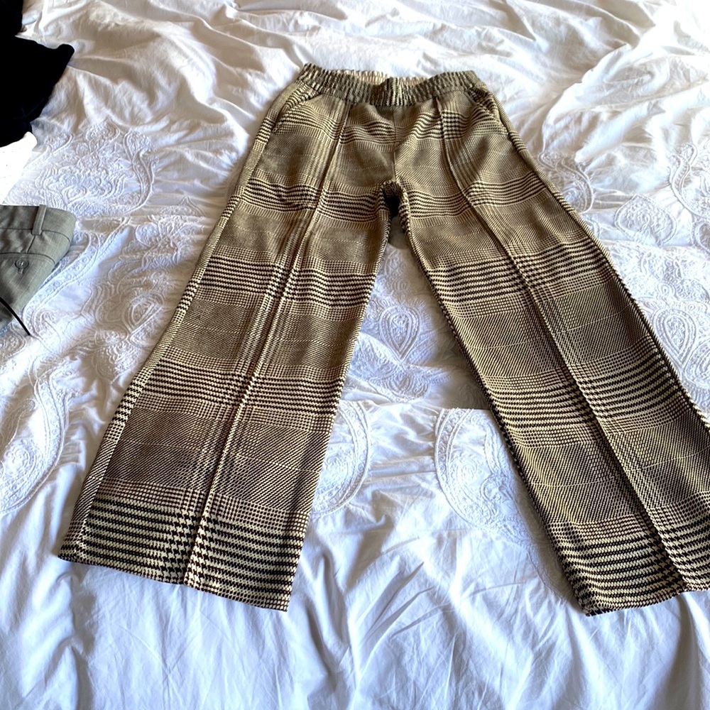 H&M brown plaid Polyester pants